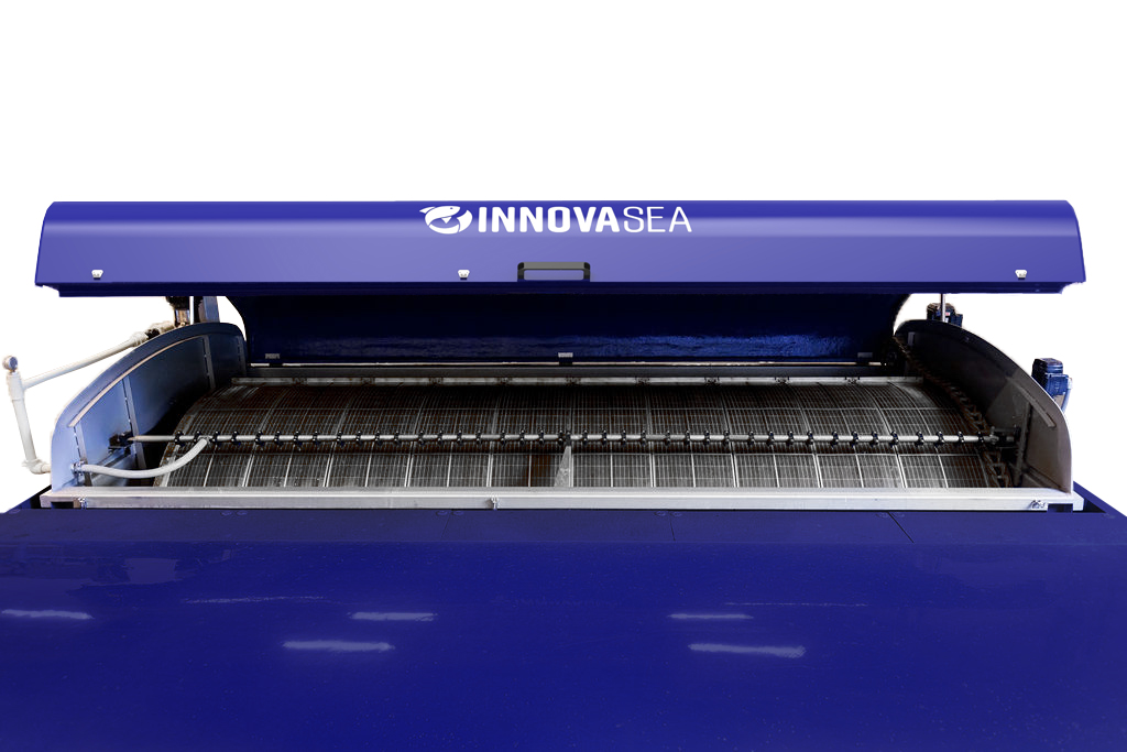 close up of an innovasea drum filter