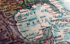 The Gulf of Mexico on a map