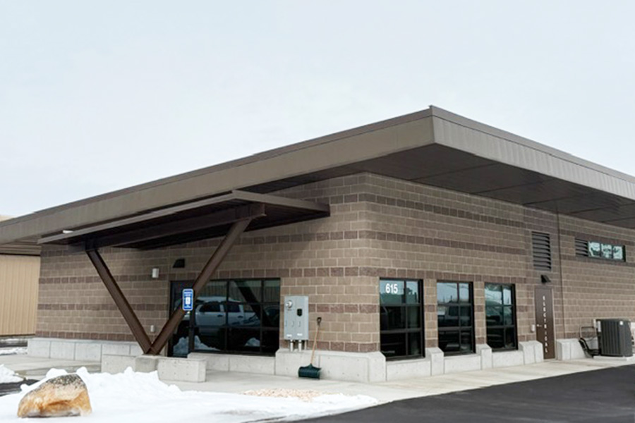 Fish hatchery buildings and tanks at Mantua facility